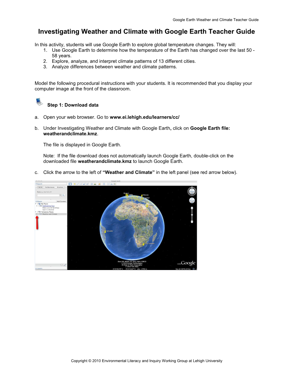 Investigating Weather and Climate with Google Earth Teacher Guide