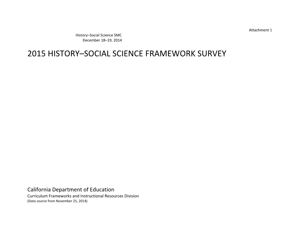 H-SS Survey Report - Instructional Quality Commission (CA Dept of Education)