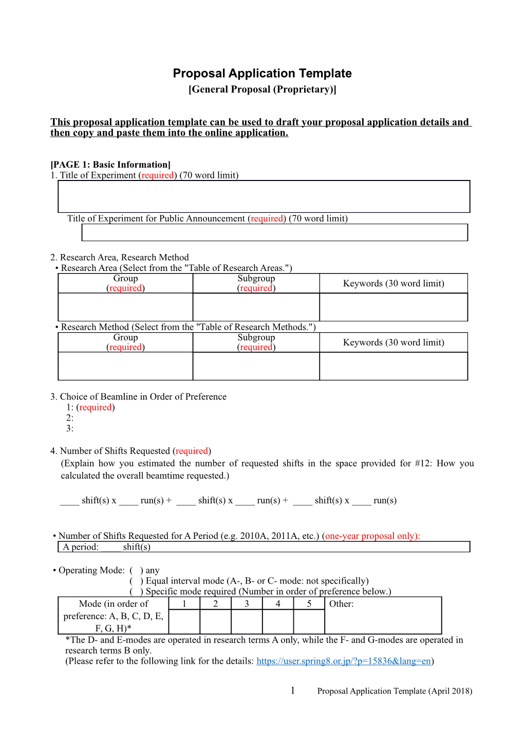Proposal Application Template