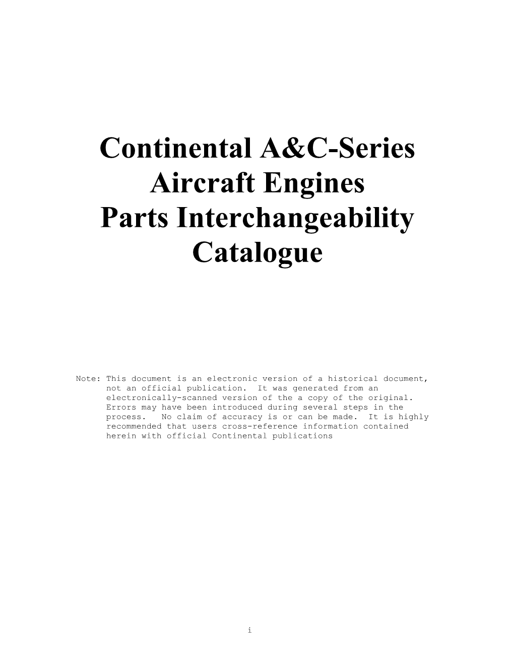 Continental A&C-Series Aircraft Engines