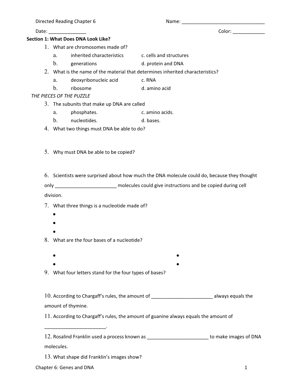 Section 1: What Does DNA Look Like?