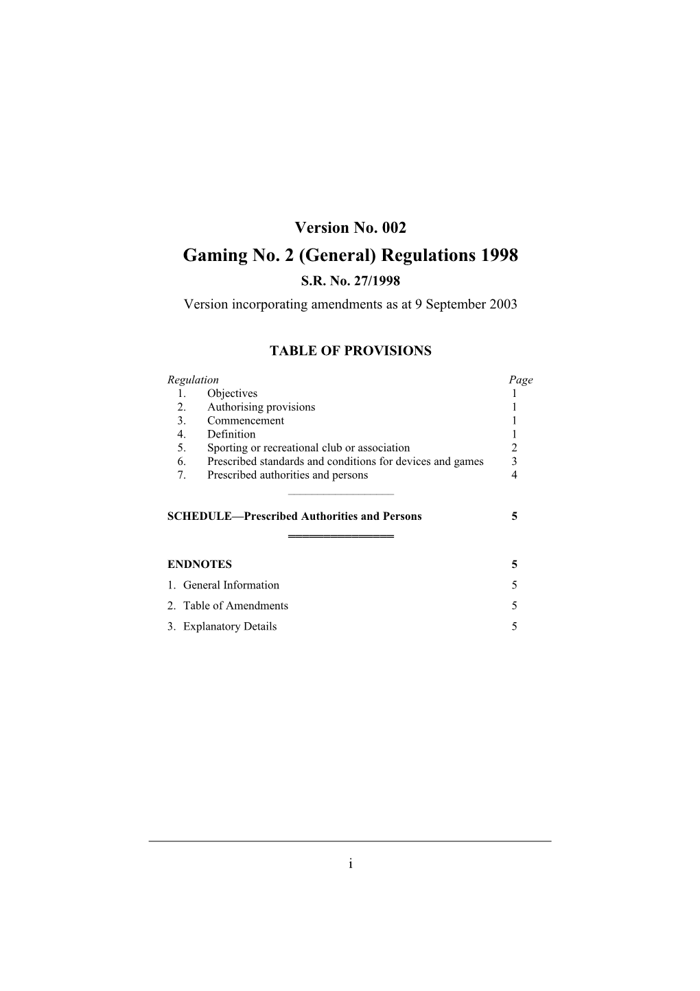 Gaming No. 2 (General) Regulations 1998