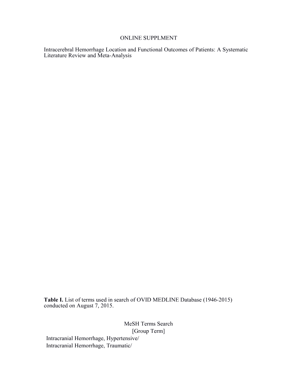 Table II. Information Abstracted from Individual Studies in the Final Literature Review