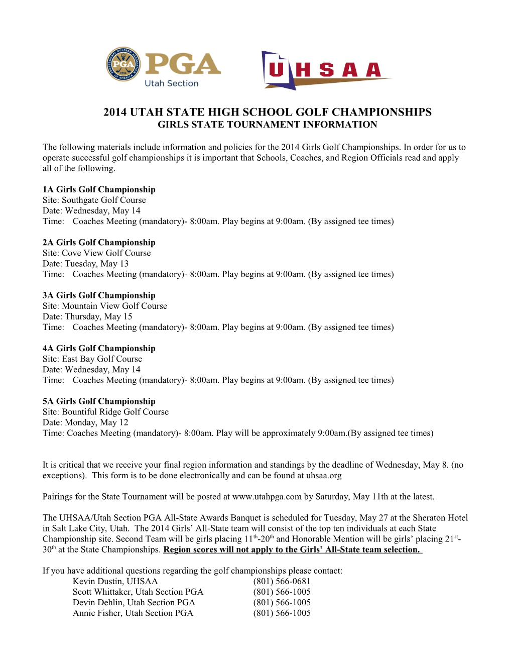 2014 Utah State High School Golf Championships