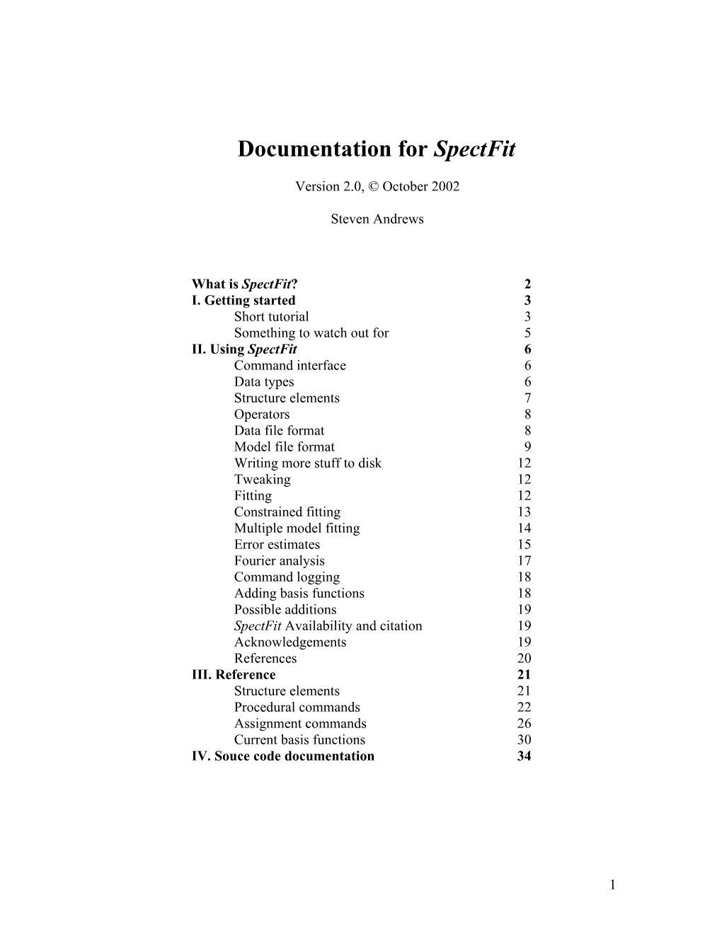 Documentation for Spectfit