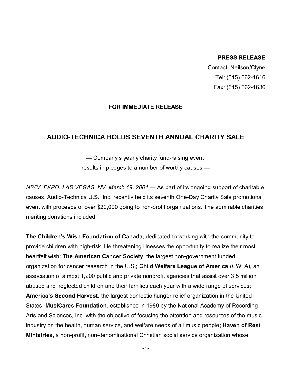 Audio-Technica Holds Seventh Annual Charity Sale