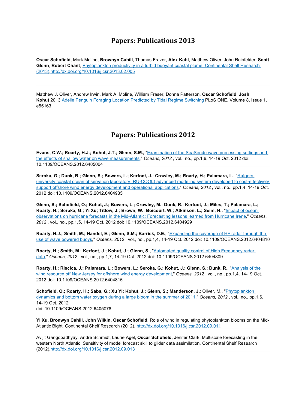 Papers: Publications 2013