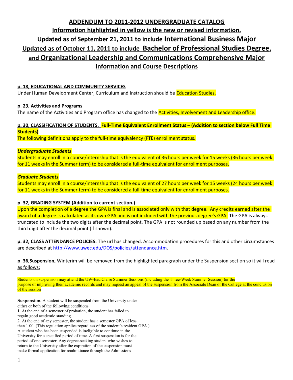 Information Highlighted in Yellow Is the New Or Revised Information