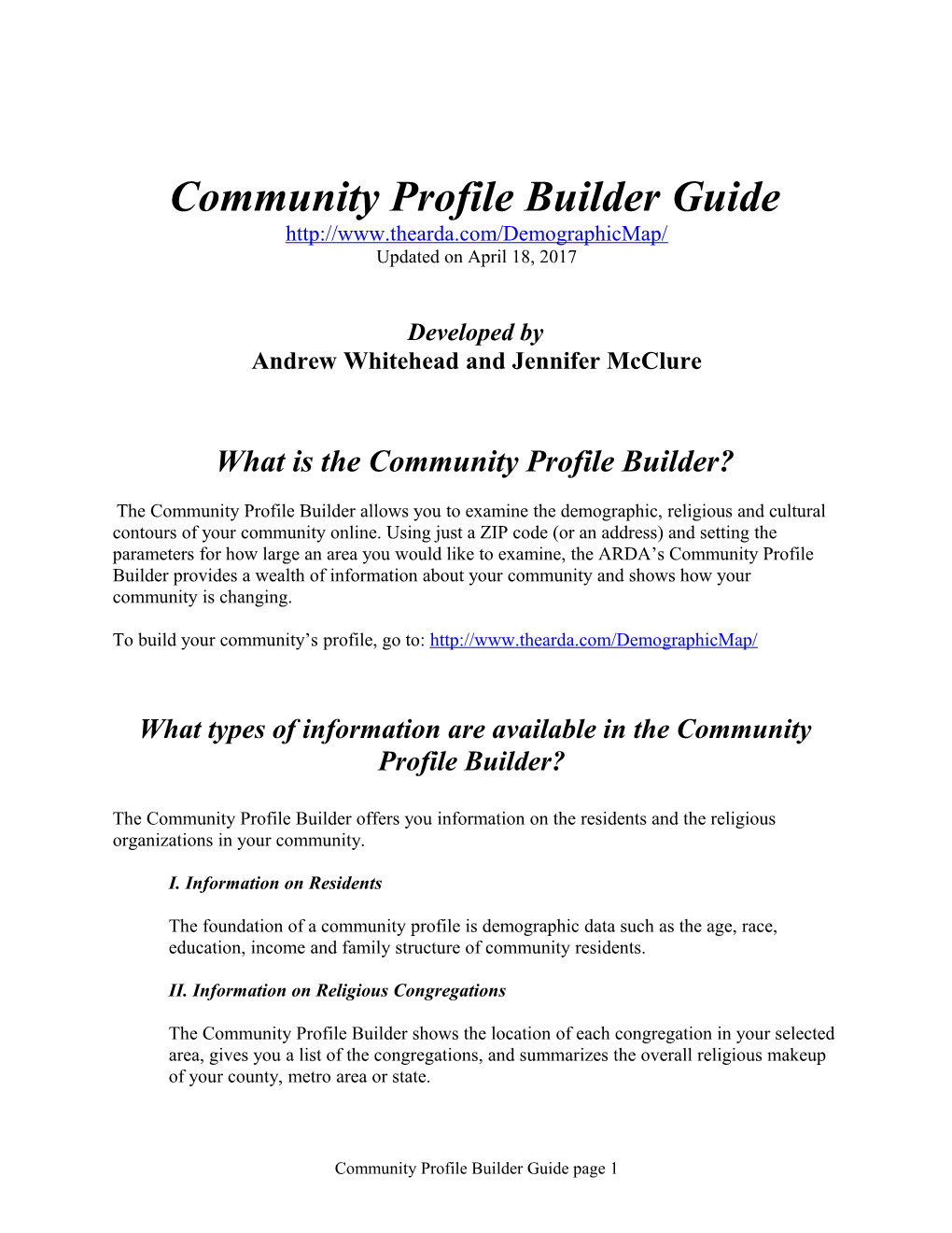 Community Profile Builder Guide