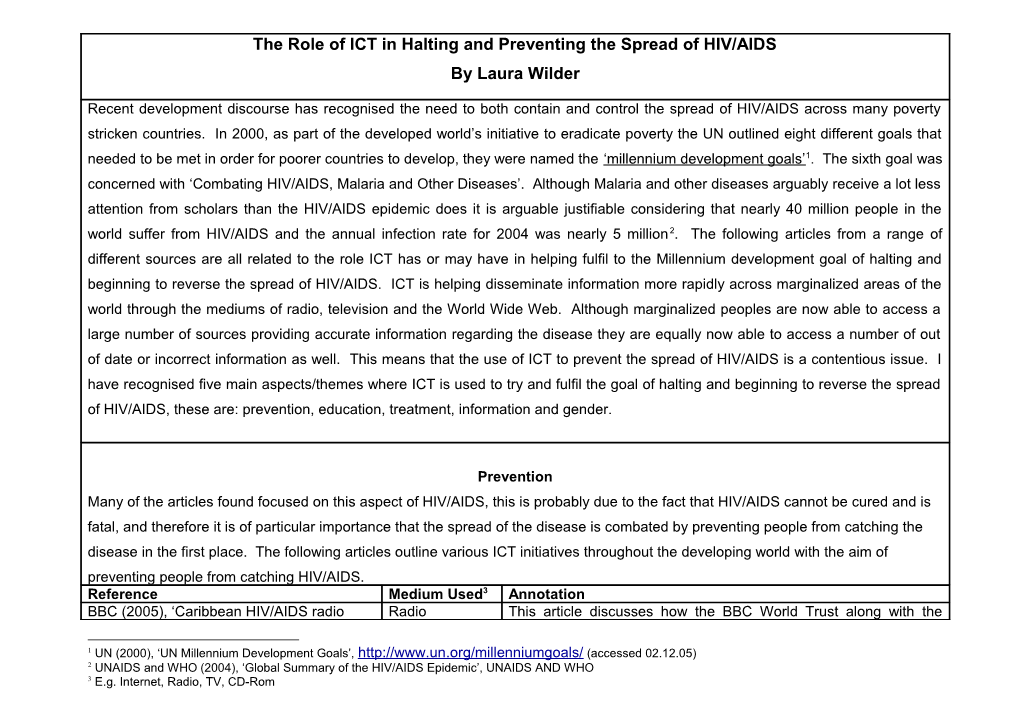 The Role of ICT in Halting and Preventing the Spread of HIV/AIDS