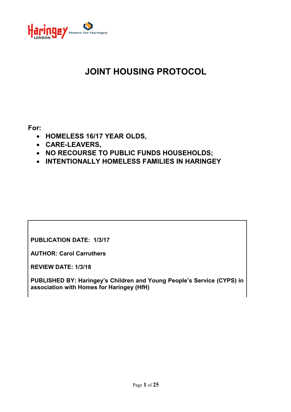 Joint Housing Protocol