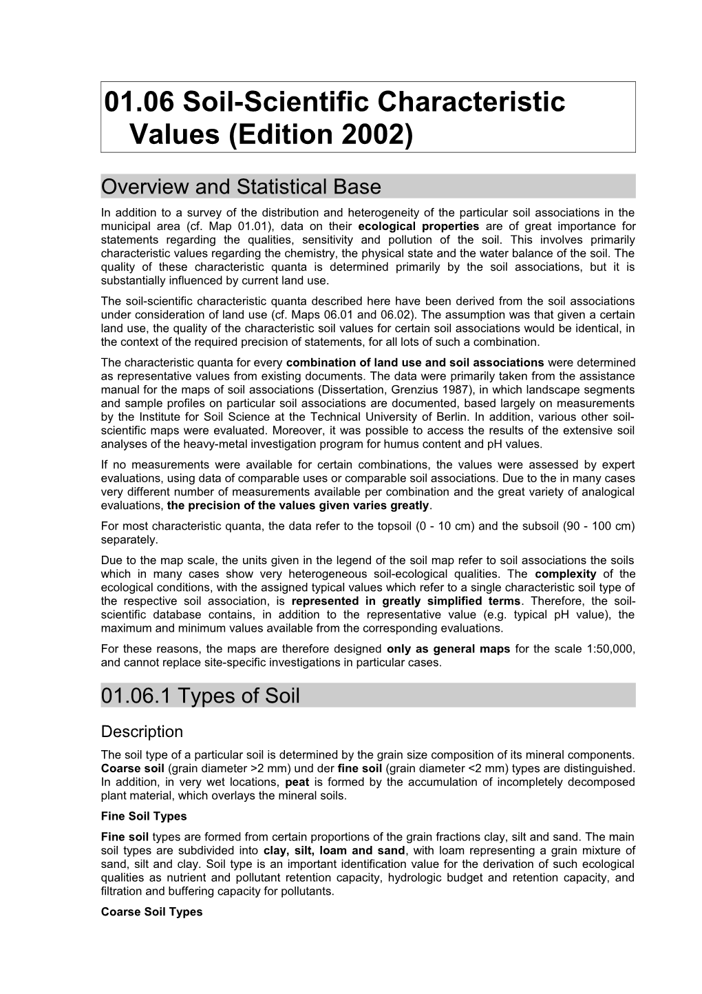 01.06 Soil-Scientific Characteristic Values (Edition 2002)