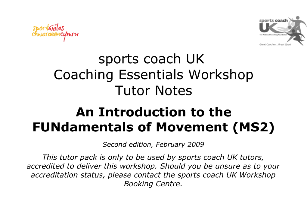 An Introduction to the Fundamentals of Movement (MS2)