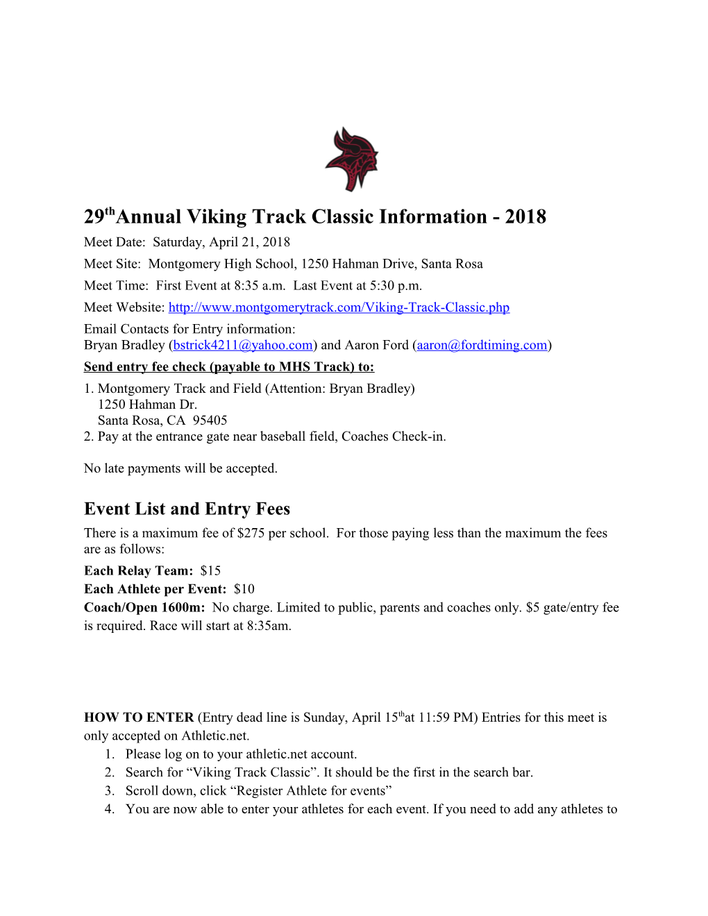 29Thannual Viking Track Classic Information - 2018