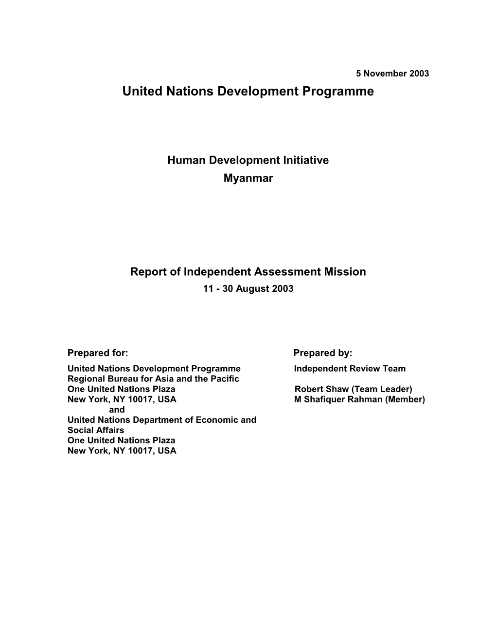 Human Development Initiative - Myanmar Page 1