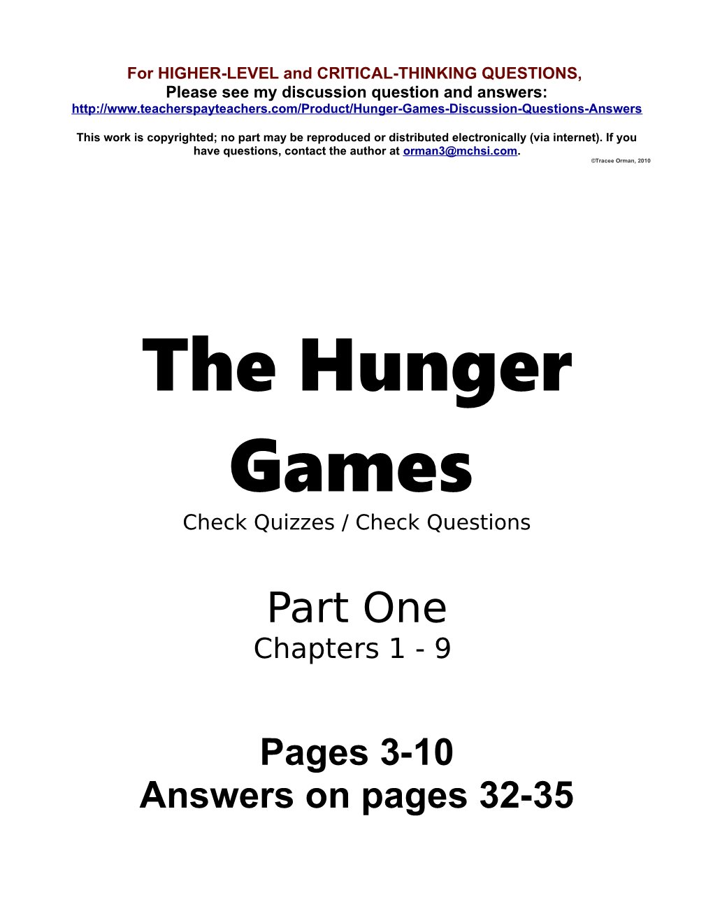 Hunger Games Questions