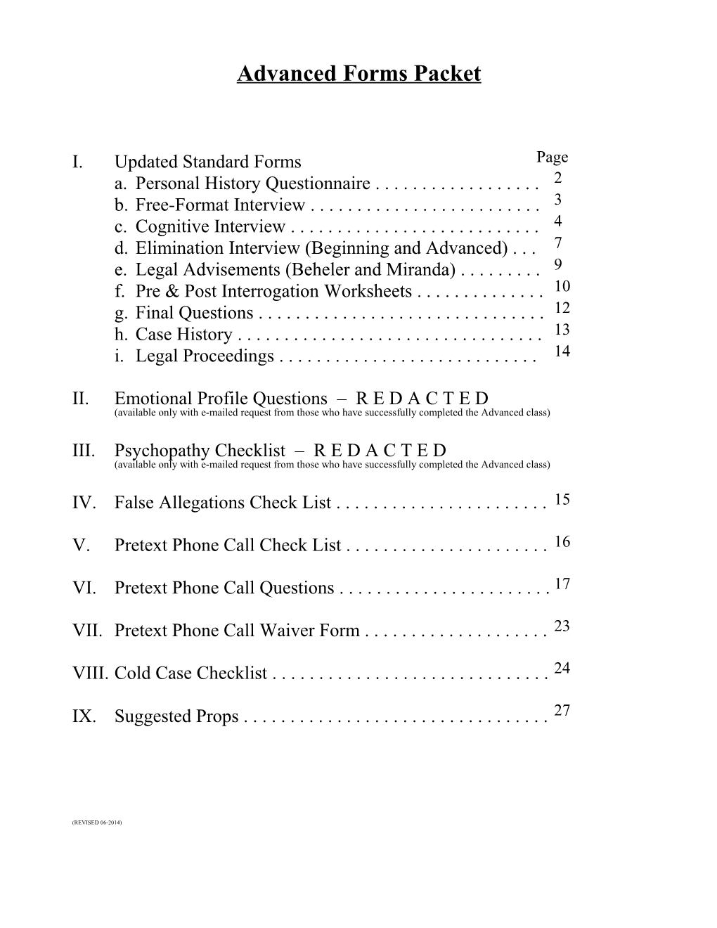 Advanced Forms Packet