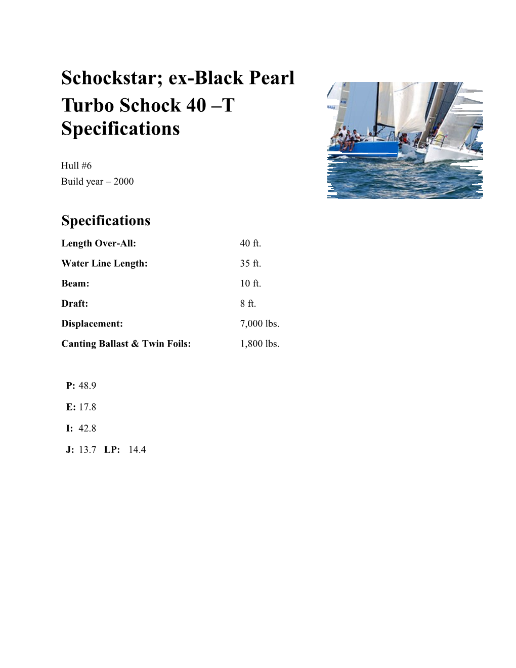 Turbo Schock 40 T Specifications