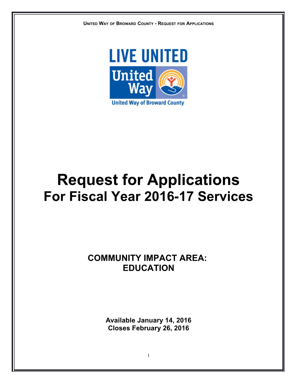 United Way of Broward County - Request for Applications
