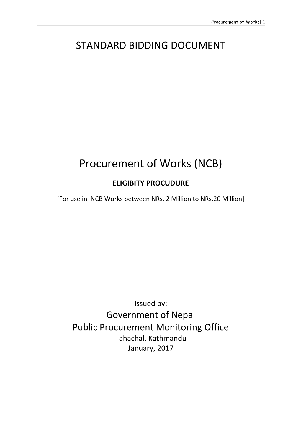 Procurement of Works 1