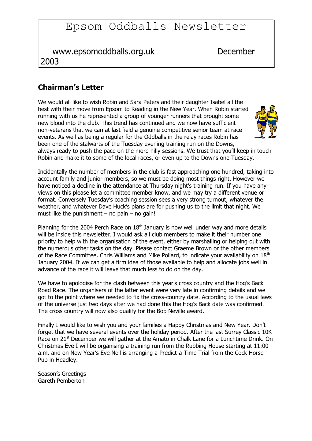 Epsom Oddballs Newsletter