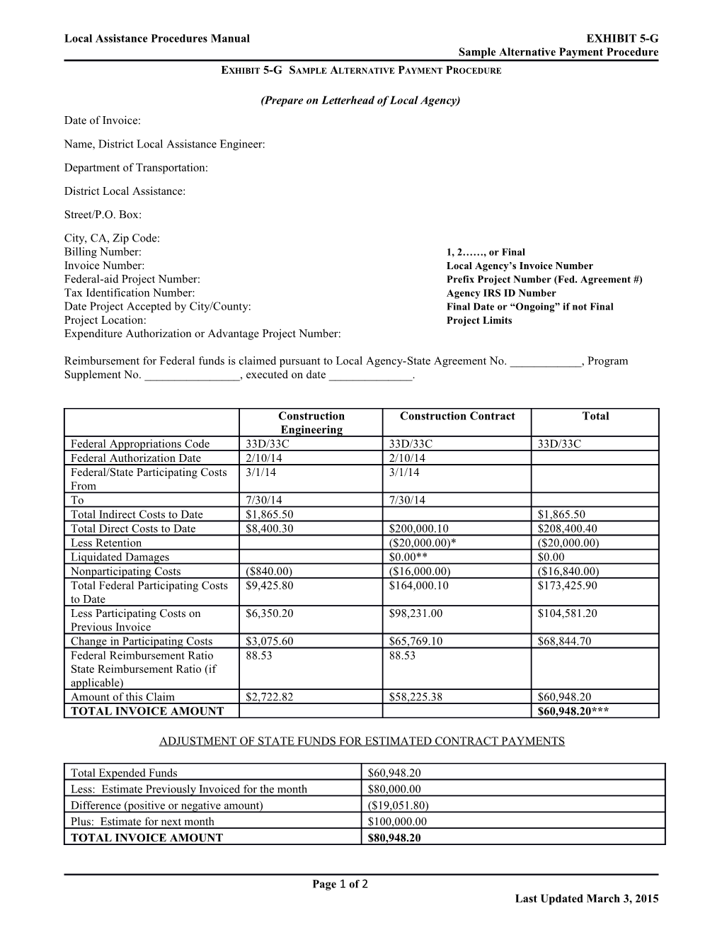 Local Assistance Procedures Manualexhibit 5-G