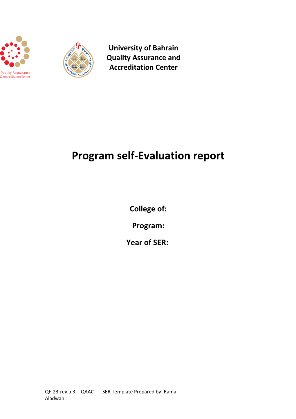 Program Self-Evaluation Report