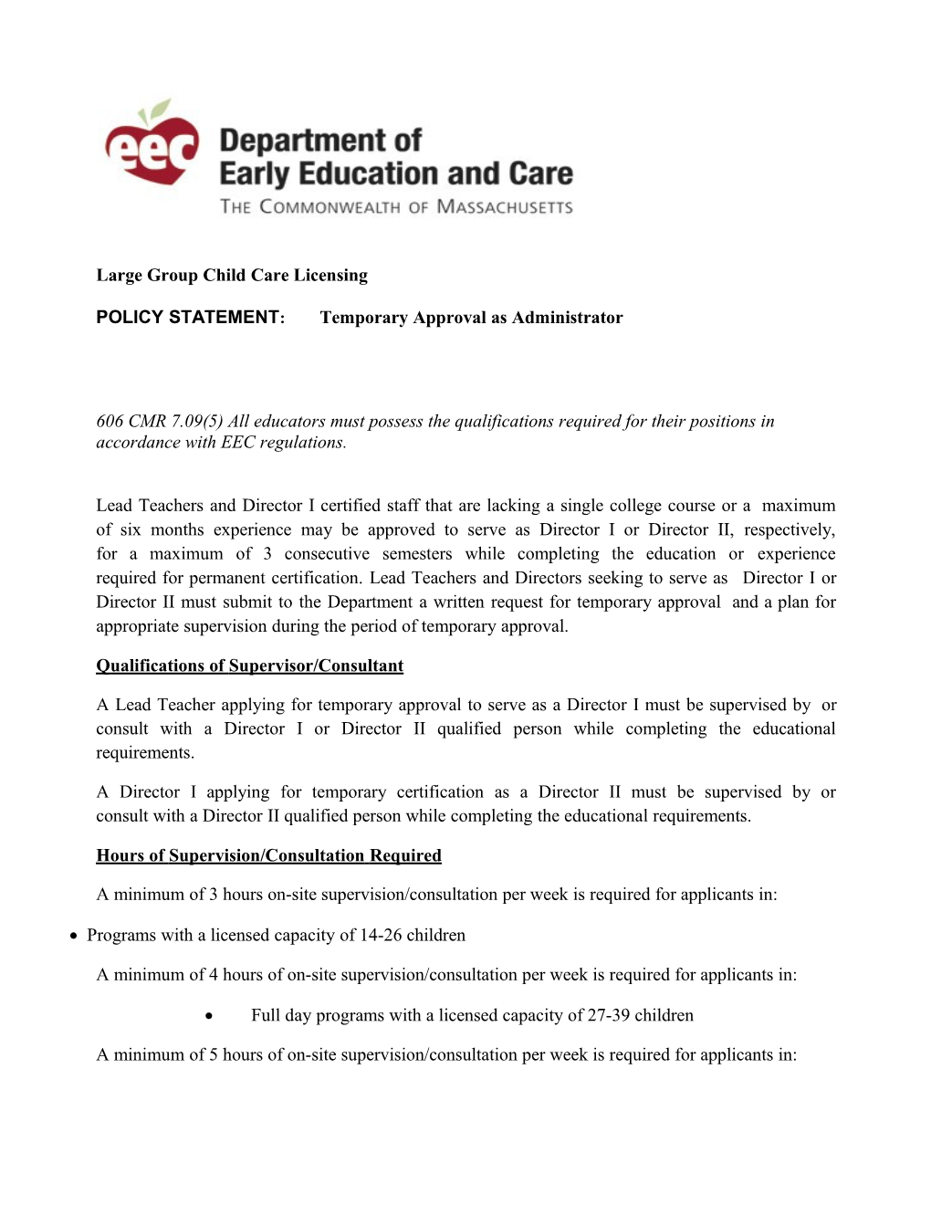 Large Groupchildcare Licensing