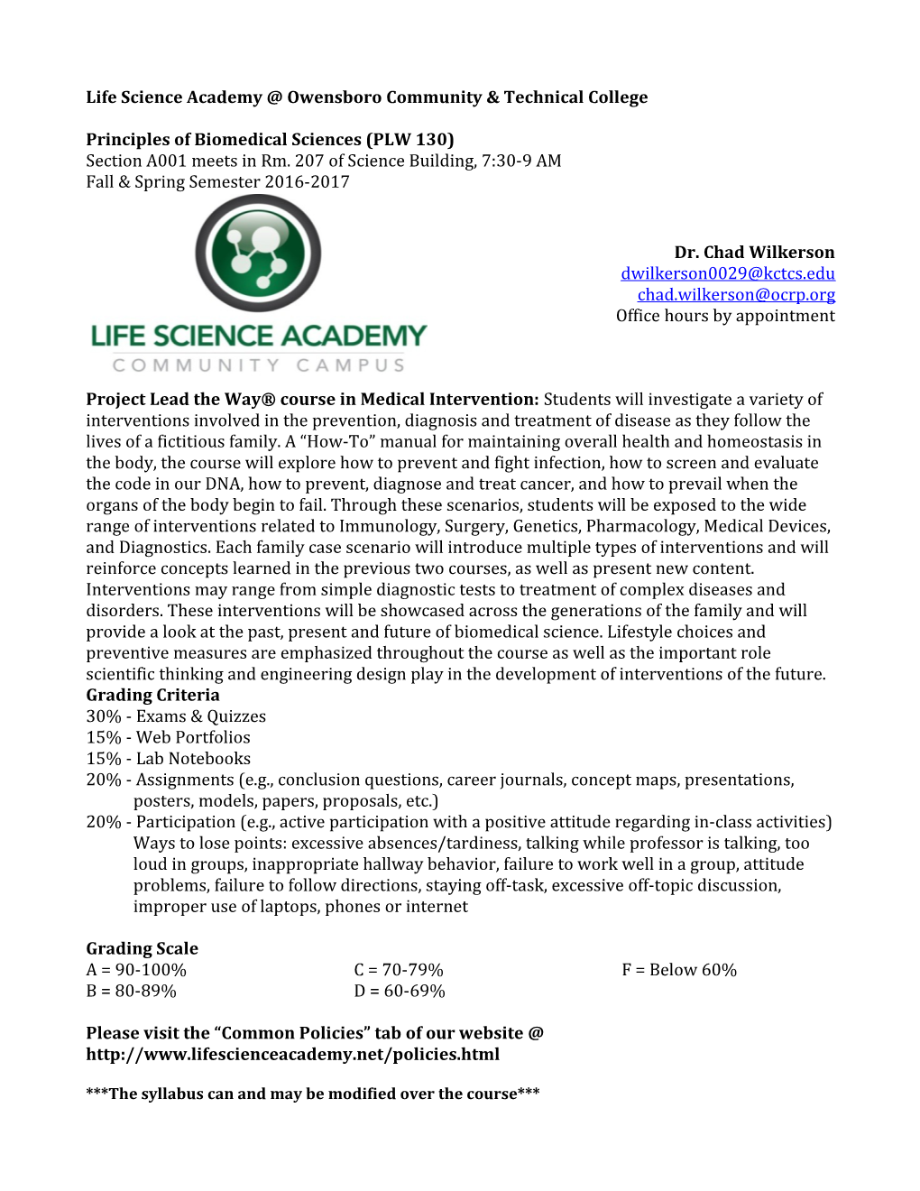 Life Science Academy Owensboro Community & Technical College