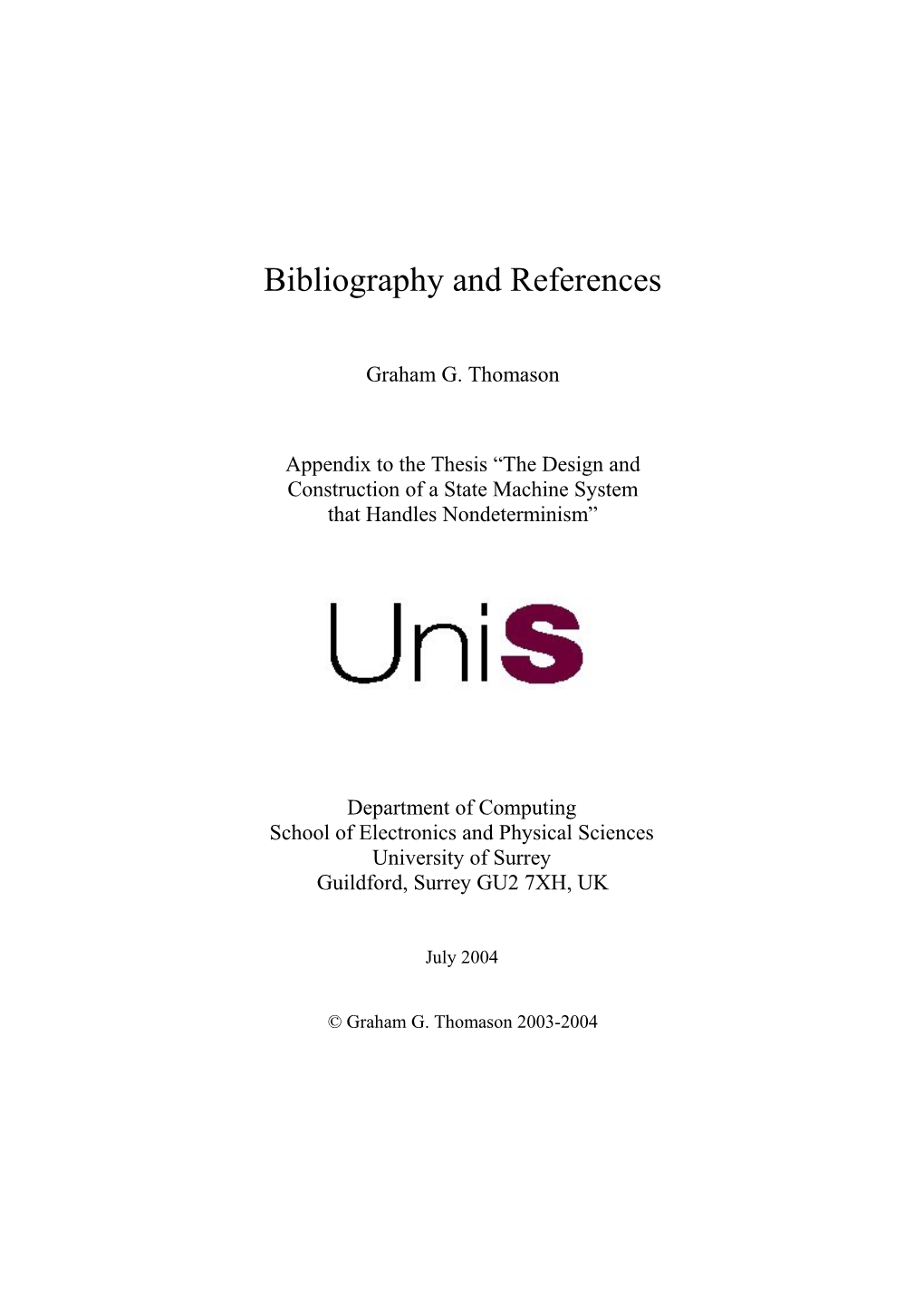 Bibliography and References