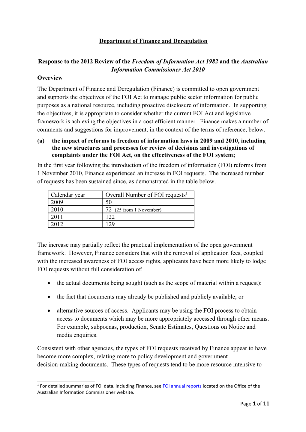 Department of Finance and Deregulation