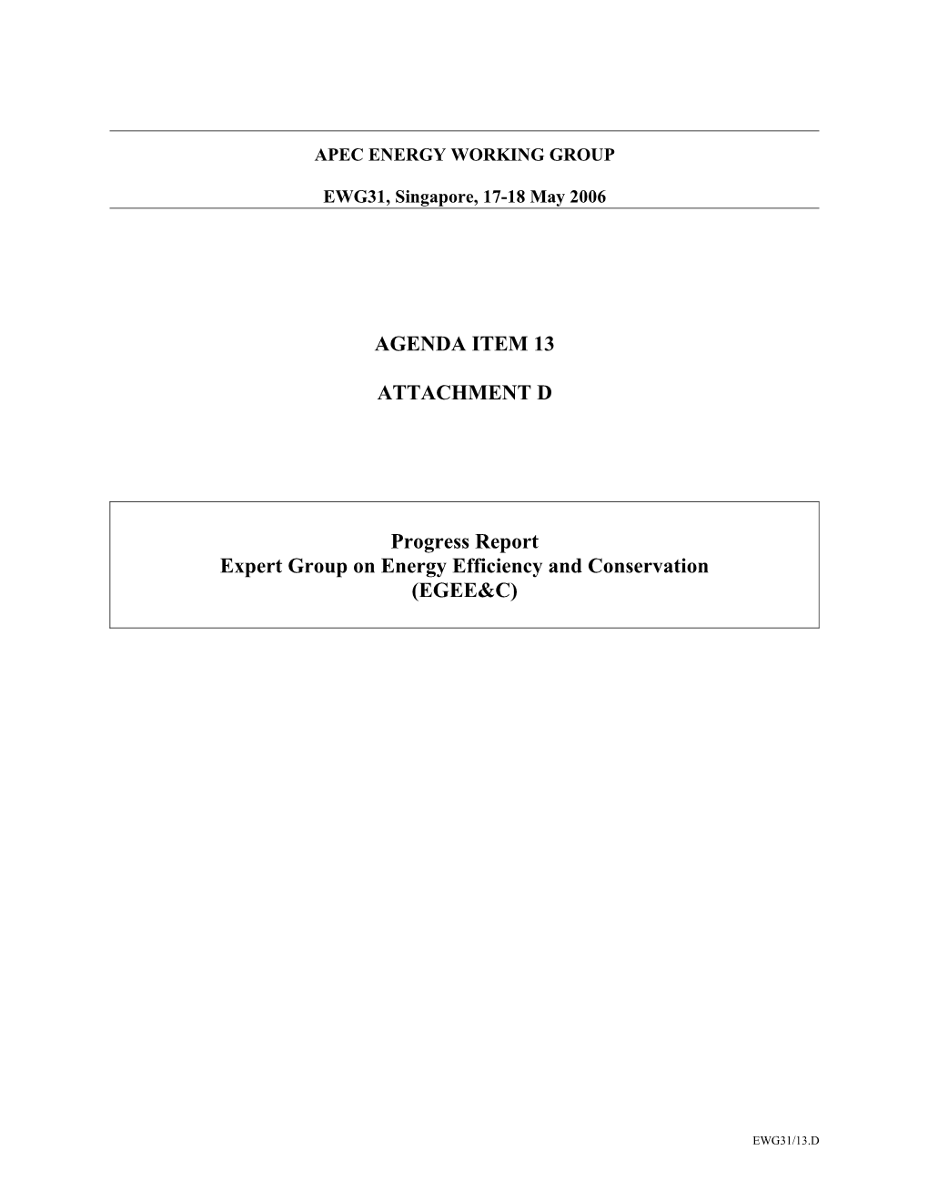 Report of the APEC EWG Expert Group on Energy Efficiency and Conservation