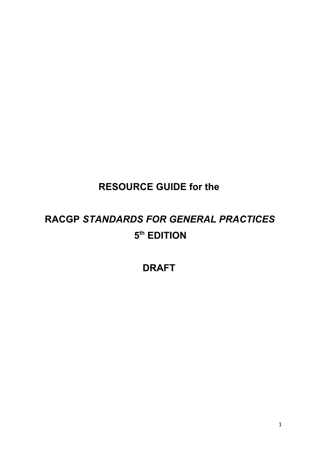 Racgp Standards for General Practices