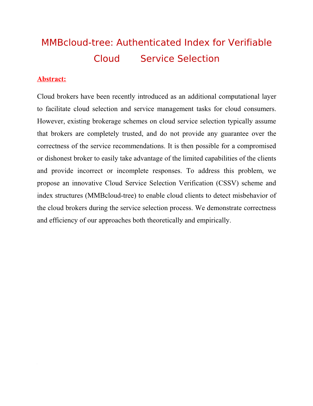 Mmbcloud-Tree: Authenticated Index for Verifiable Cloud Service Selection