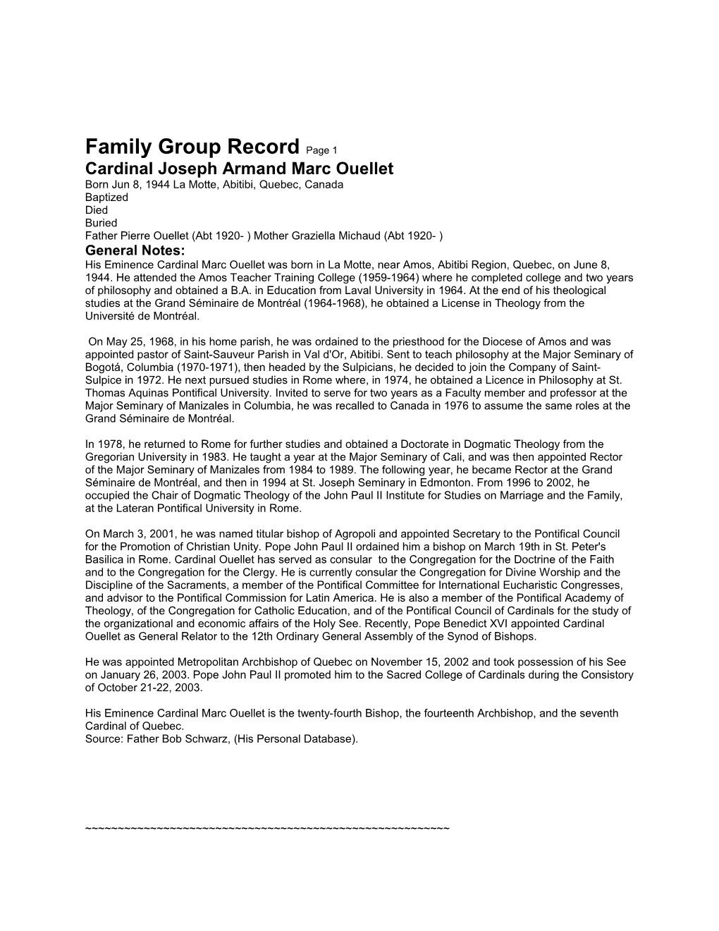 Family Group Record Page 1