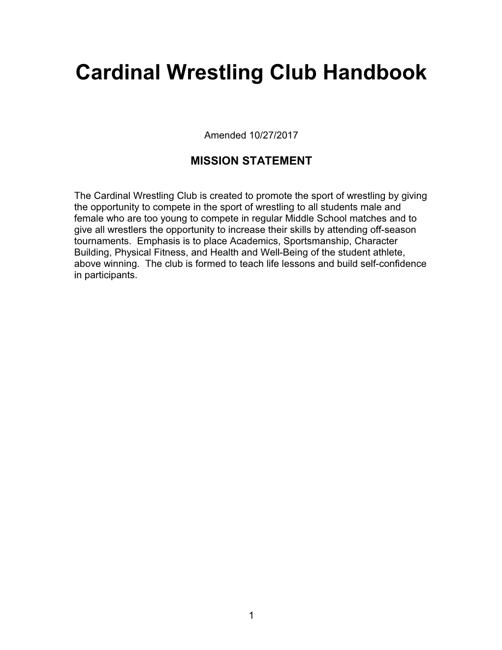 Cardinal Wrestling Club Handbook