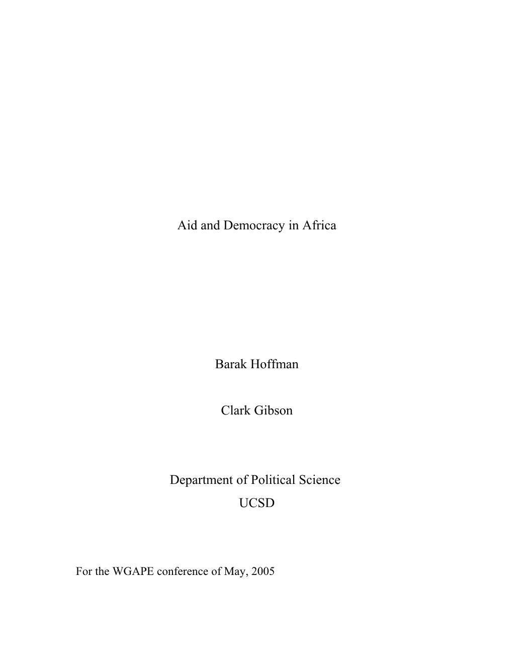Aid and Democracy in Africa