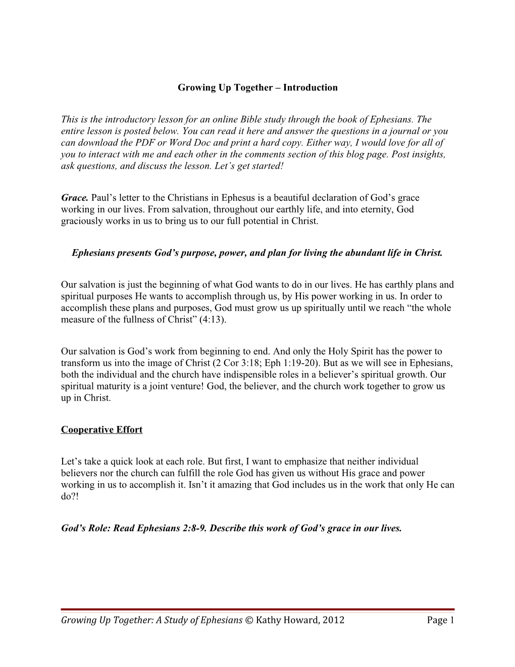 Growing up Together Introduction