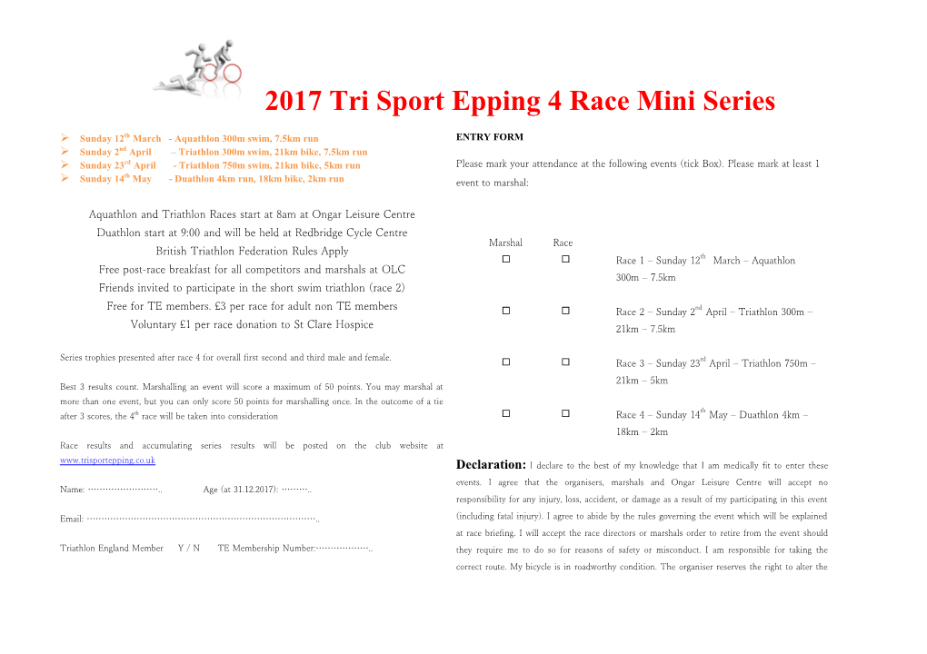 2017 Tri Sport Epping 4 Race Mini Series