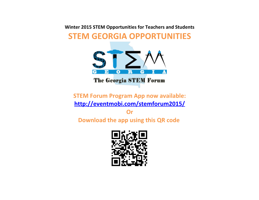 Winter 2015 STEM Opportunities for Teachers and Students