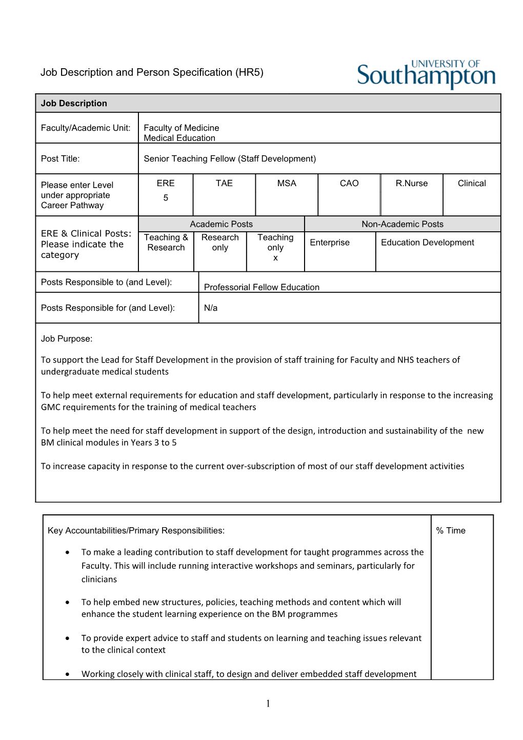 To Make a Leading Contribution to Staff Development for Taught Programmes Across the Faculty