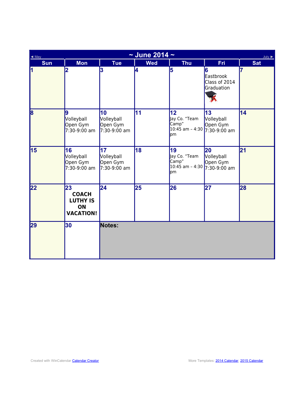 Created with Wincalendar Calendar Creator More Templates: 2014 Calendar, 2015 Calendar
