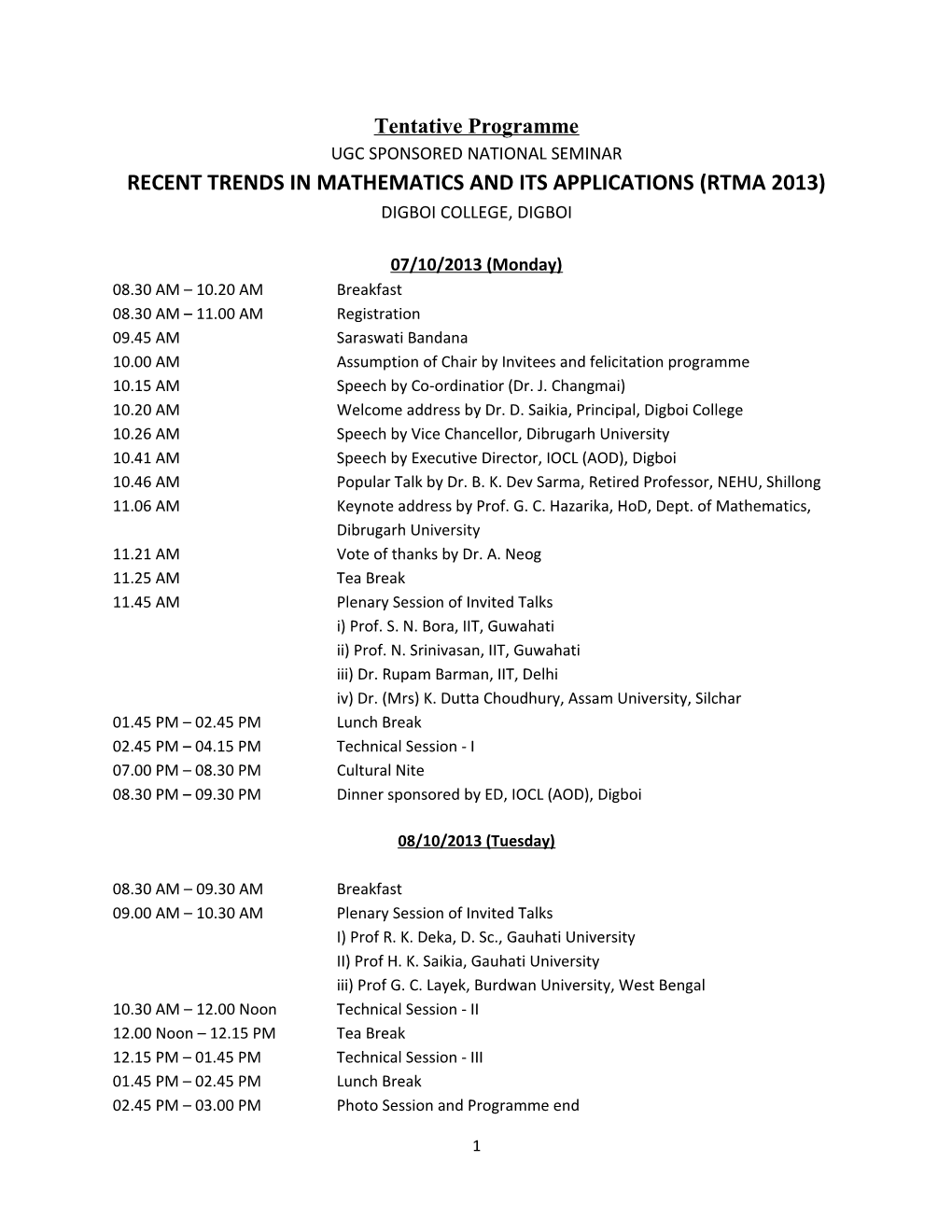 Recent Trends in Mathematics and Its Applications (Rtma 2013)