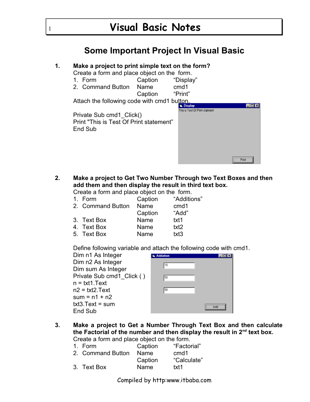 Some Important Project in Visual Basic