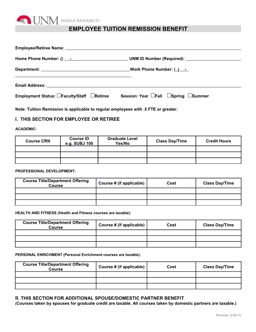 Tuition Remission Form