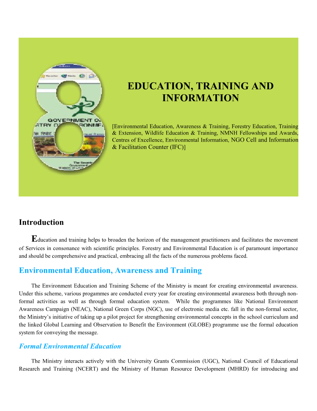 Environmental Education, Awareness and Training