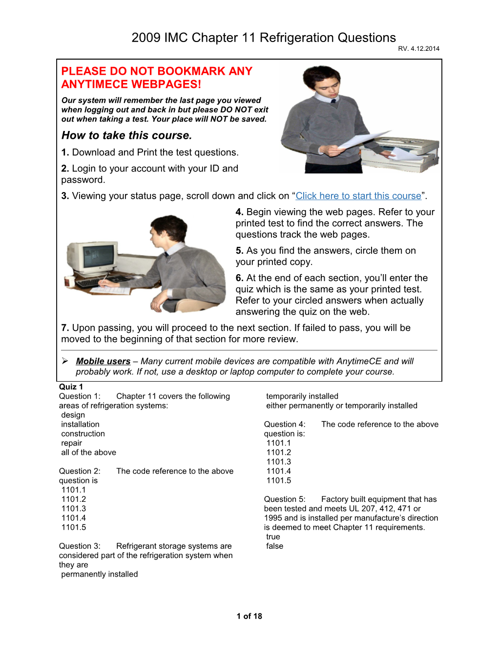 2009 IMC Chapter 11 Refrigeration Questions