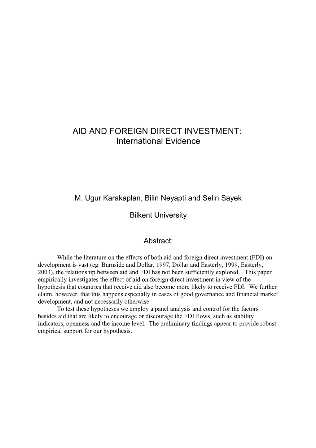 Aid and Foreign Direct Investment