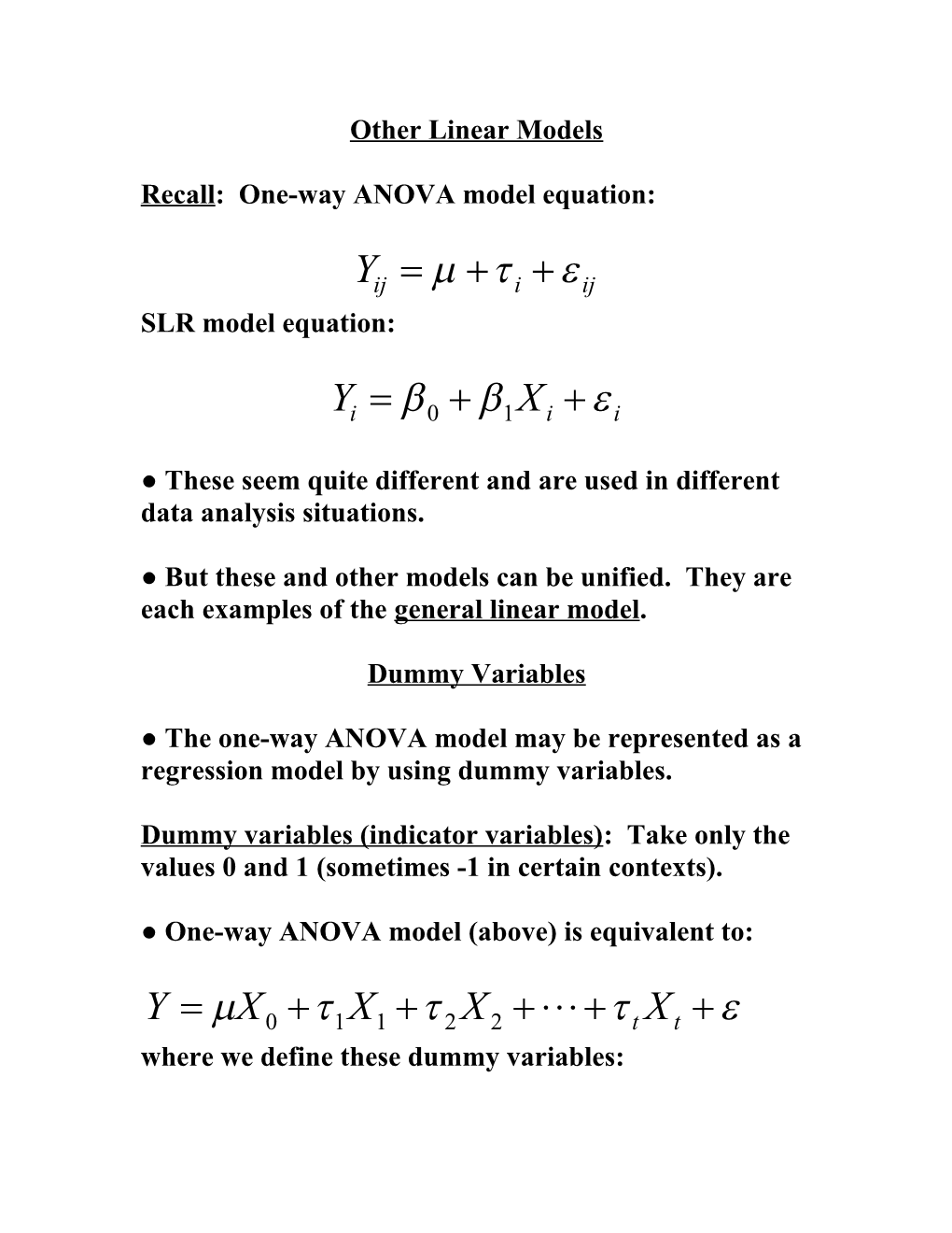 Other Linear Models