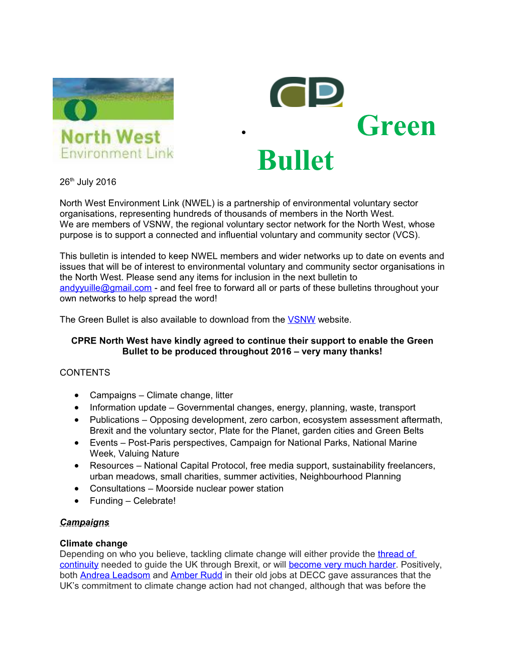 The Green Bullet Is Also Available to Download from the Vsnwwebsite